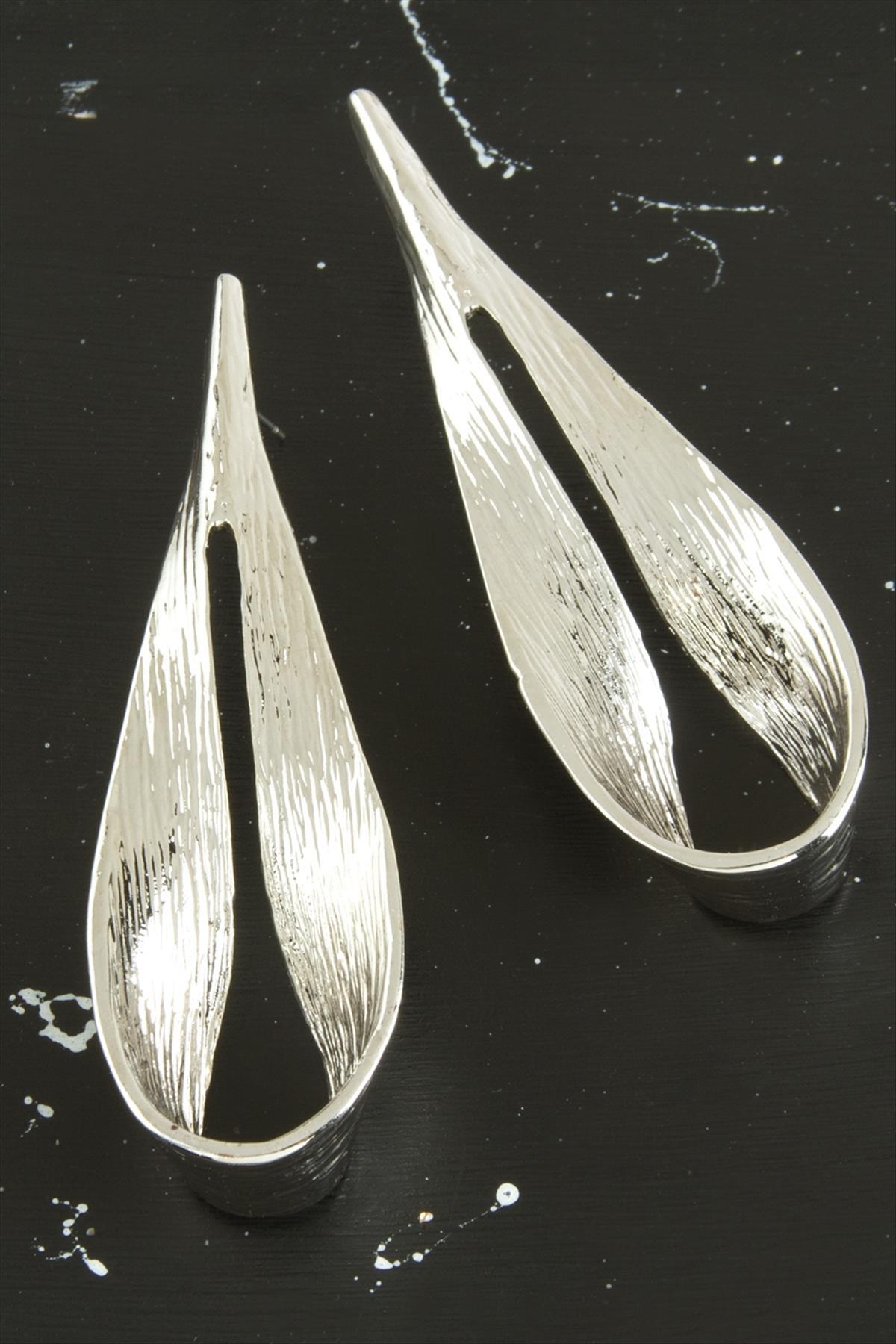 Oval Yeni Sezon Metal Küpe-Gümüş Rengi