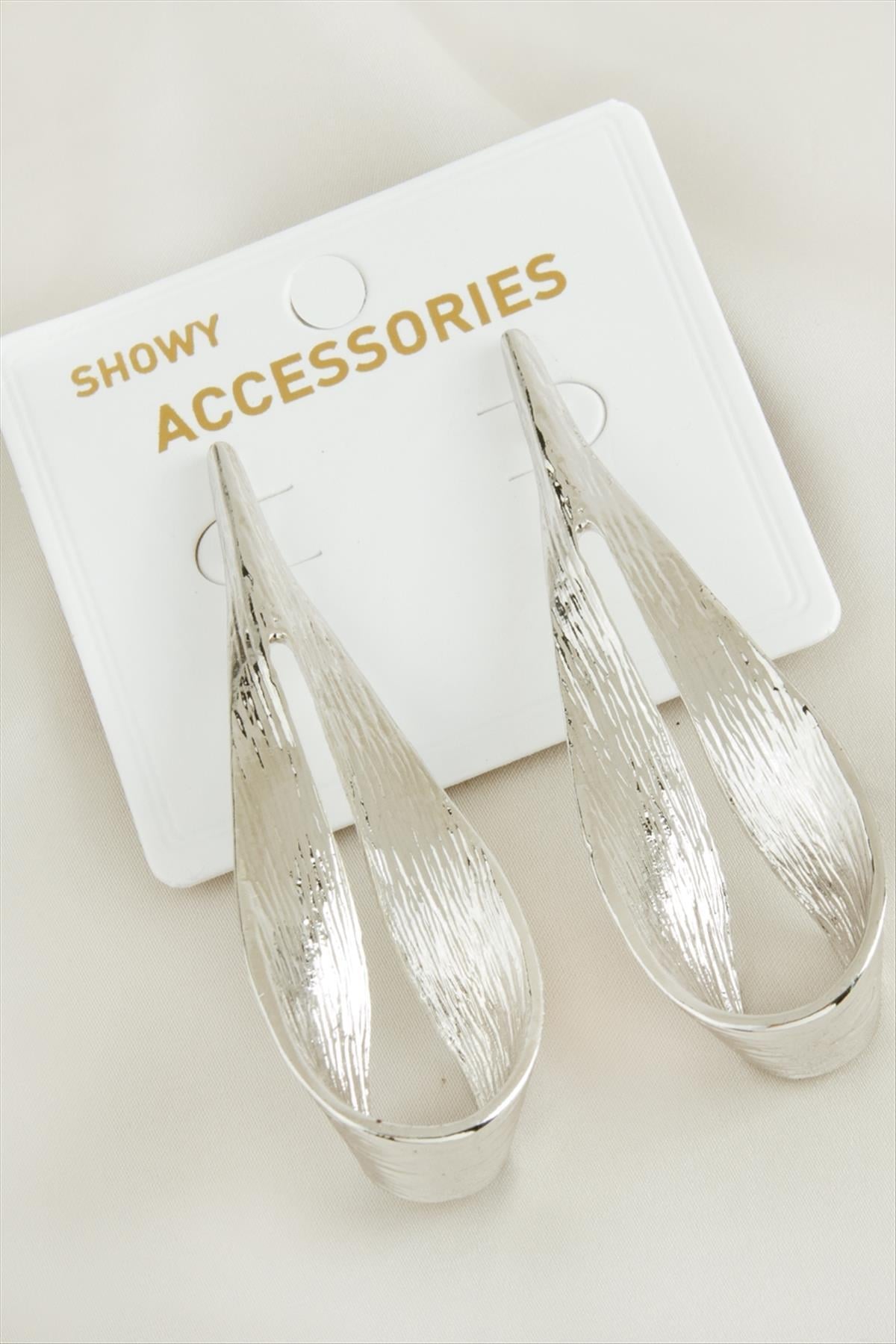 Oval Yeni Sezon Metal Küpe-Gümüş Rengi