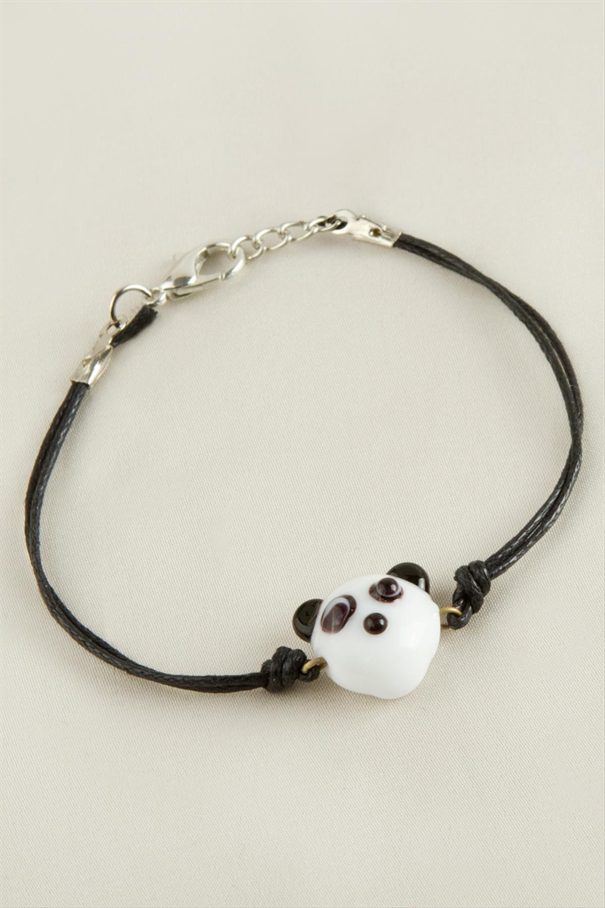 Panda Cam Bileklik-Beyaz