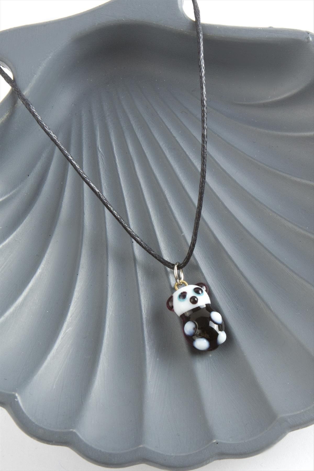 Panda Cam Kolye-Siyah