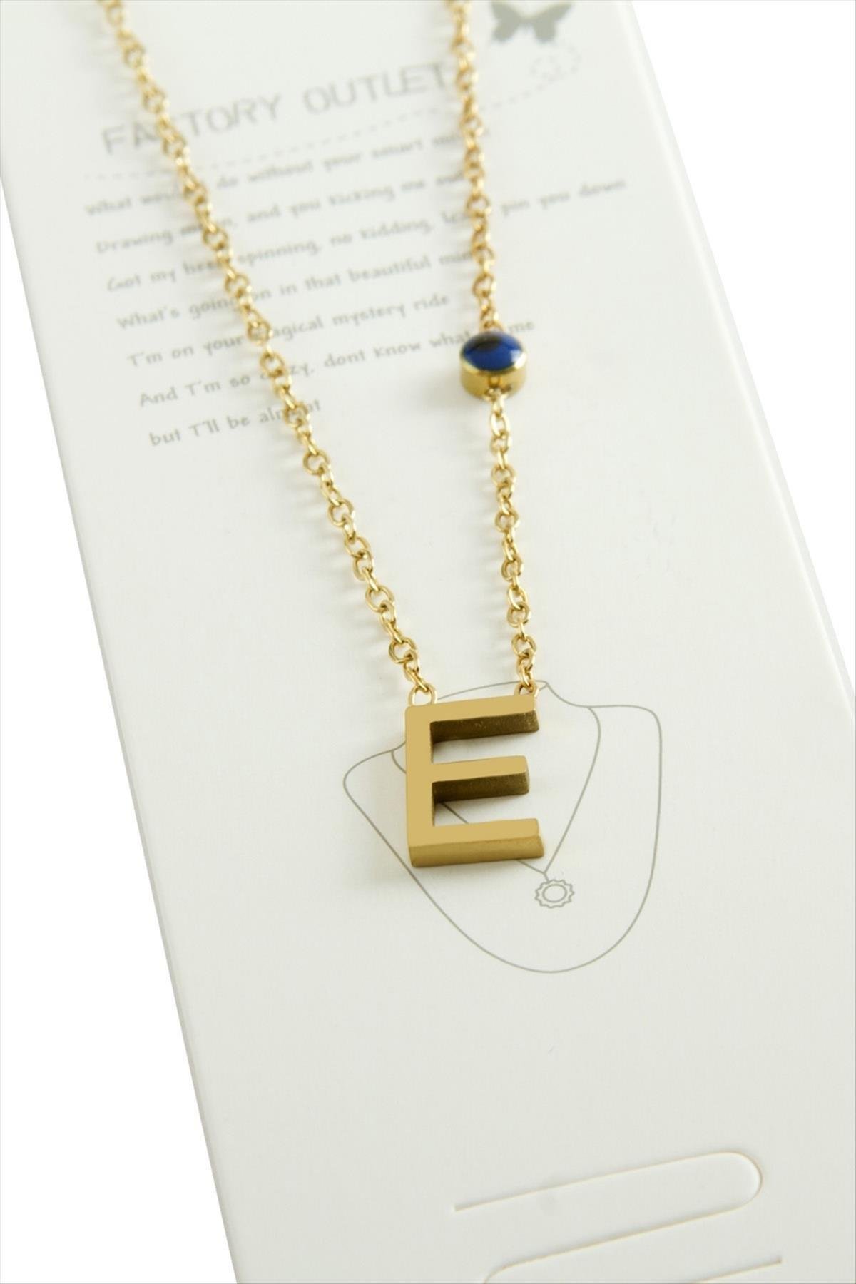 Sarı Renkli Harfli Çelik Kolye