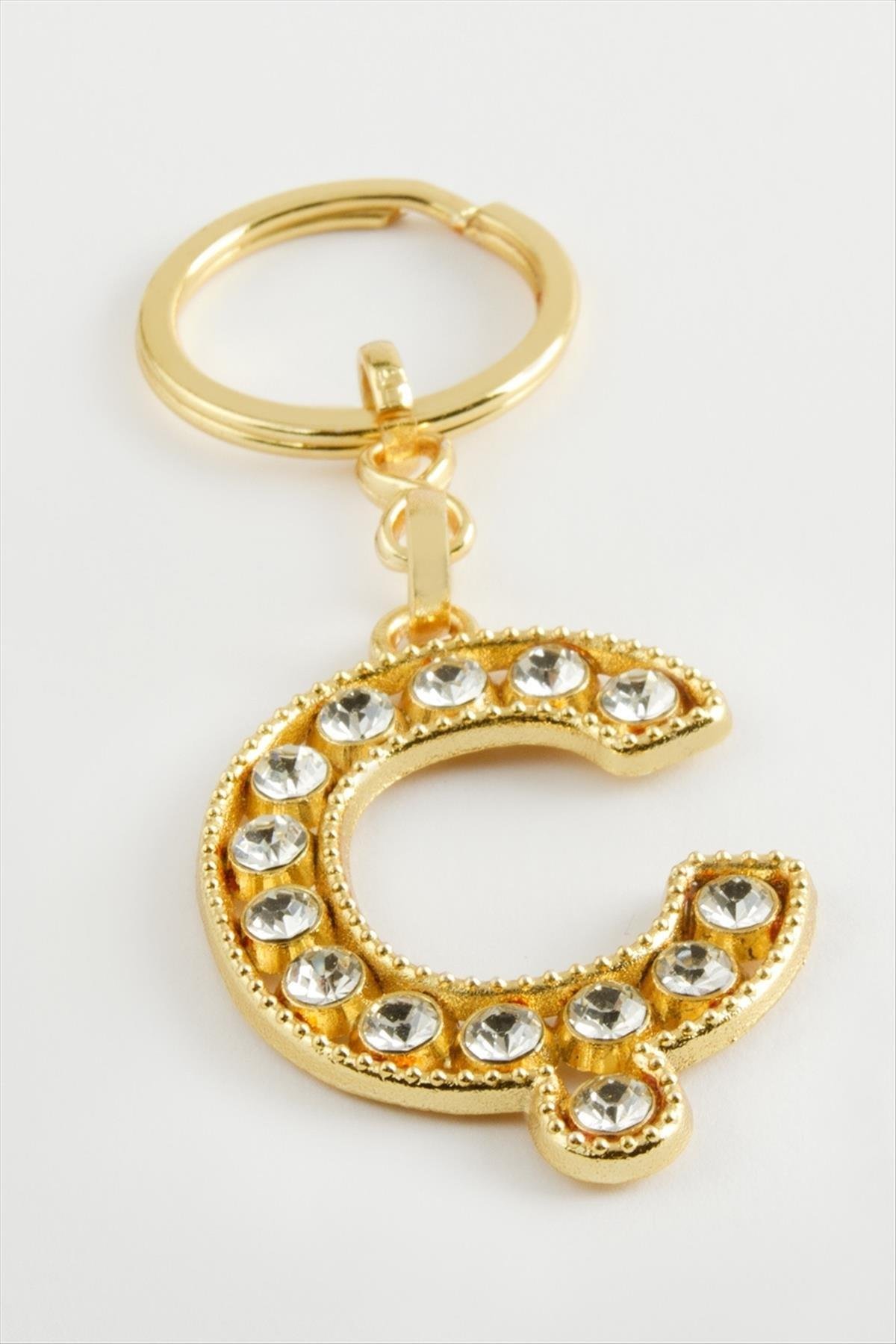 Sarı Renkli Taşlı Harf Anahtarlık