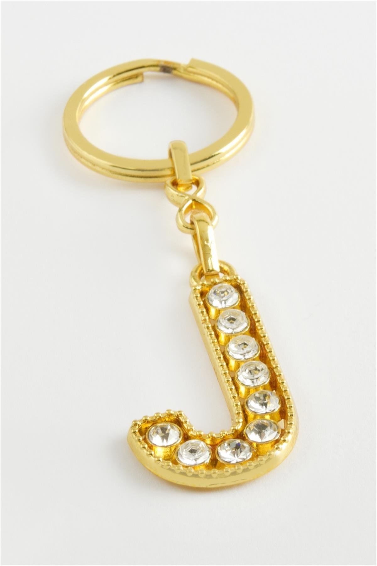 Sarı Renkli Taşlı Harf Anahtarlık