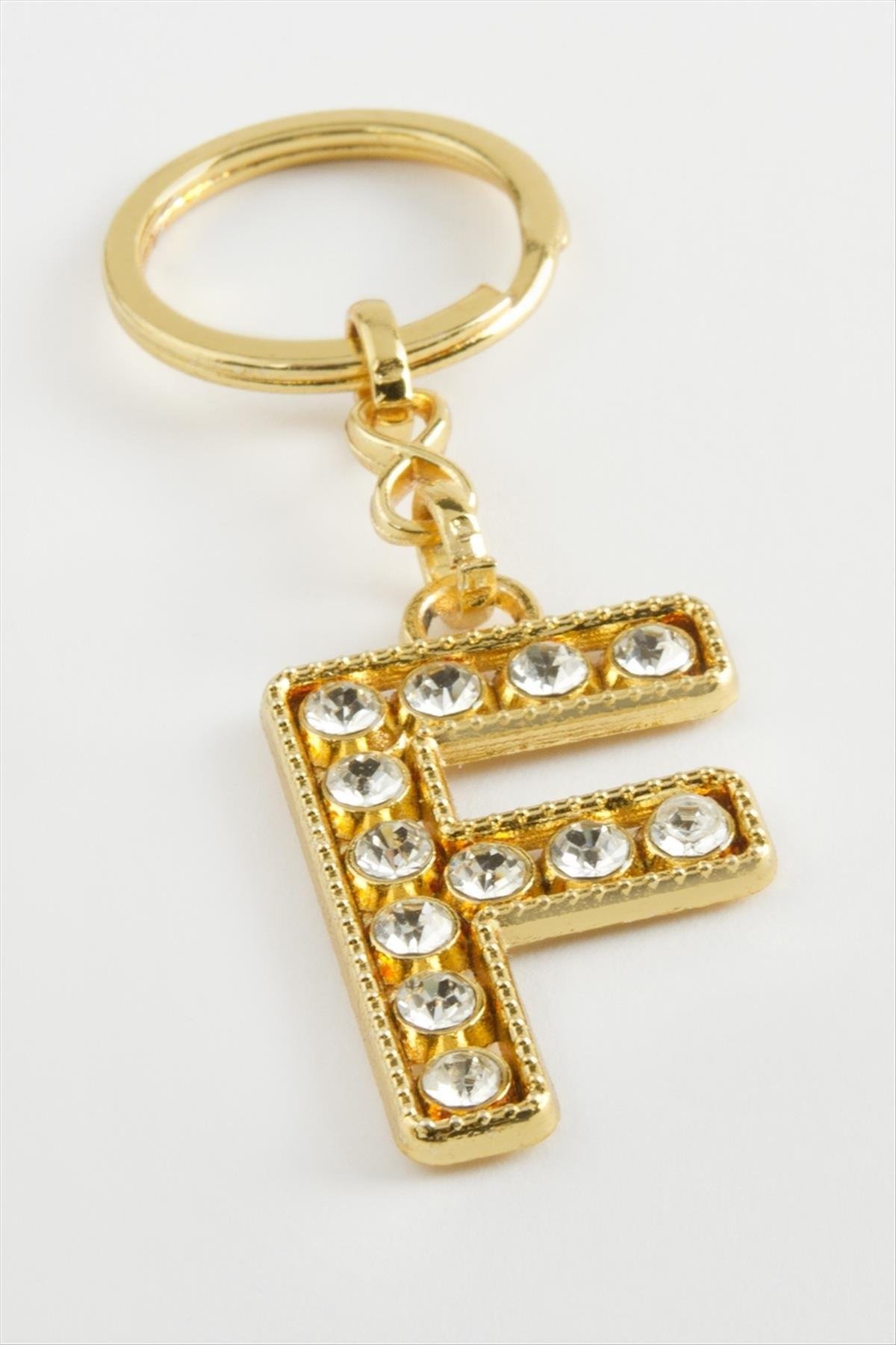 Sarı Renkli Taşlı Harf Anahtarlık