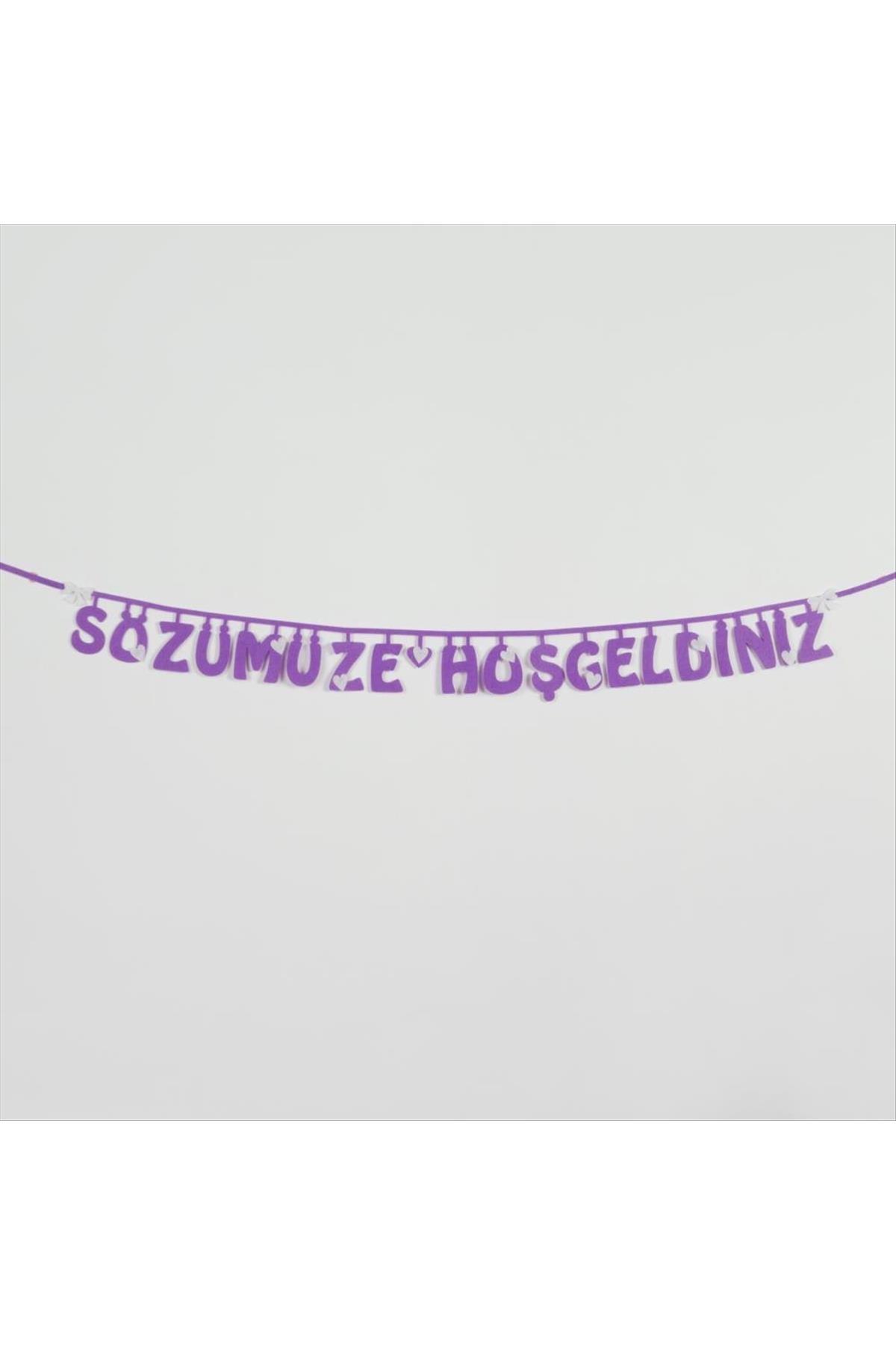 Sözümüze Hoşgeldiniz Keçe Yazı-Mor