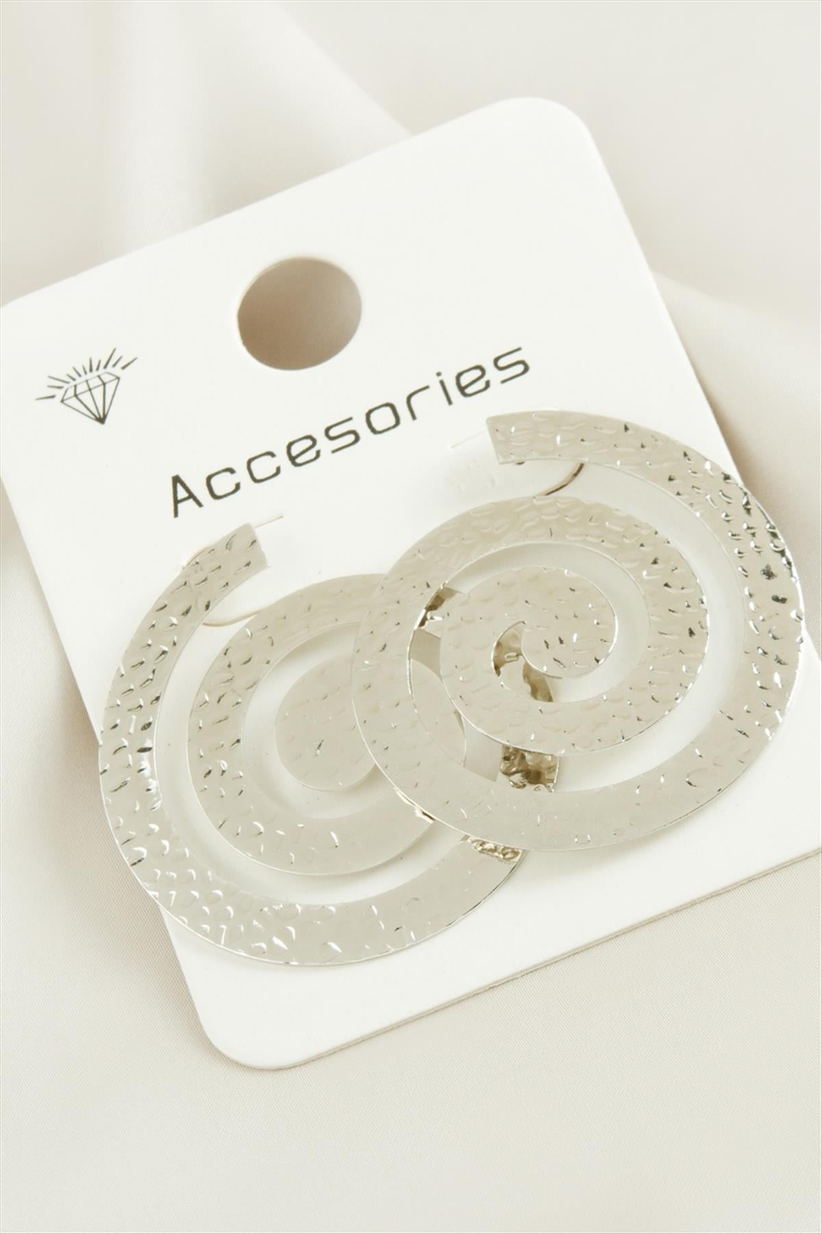 Spiral Trend Metal Küpe-Gümüş Rengi