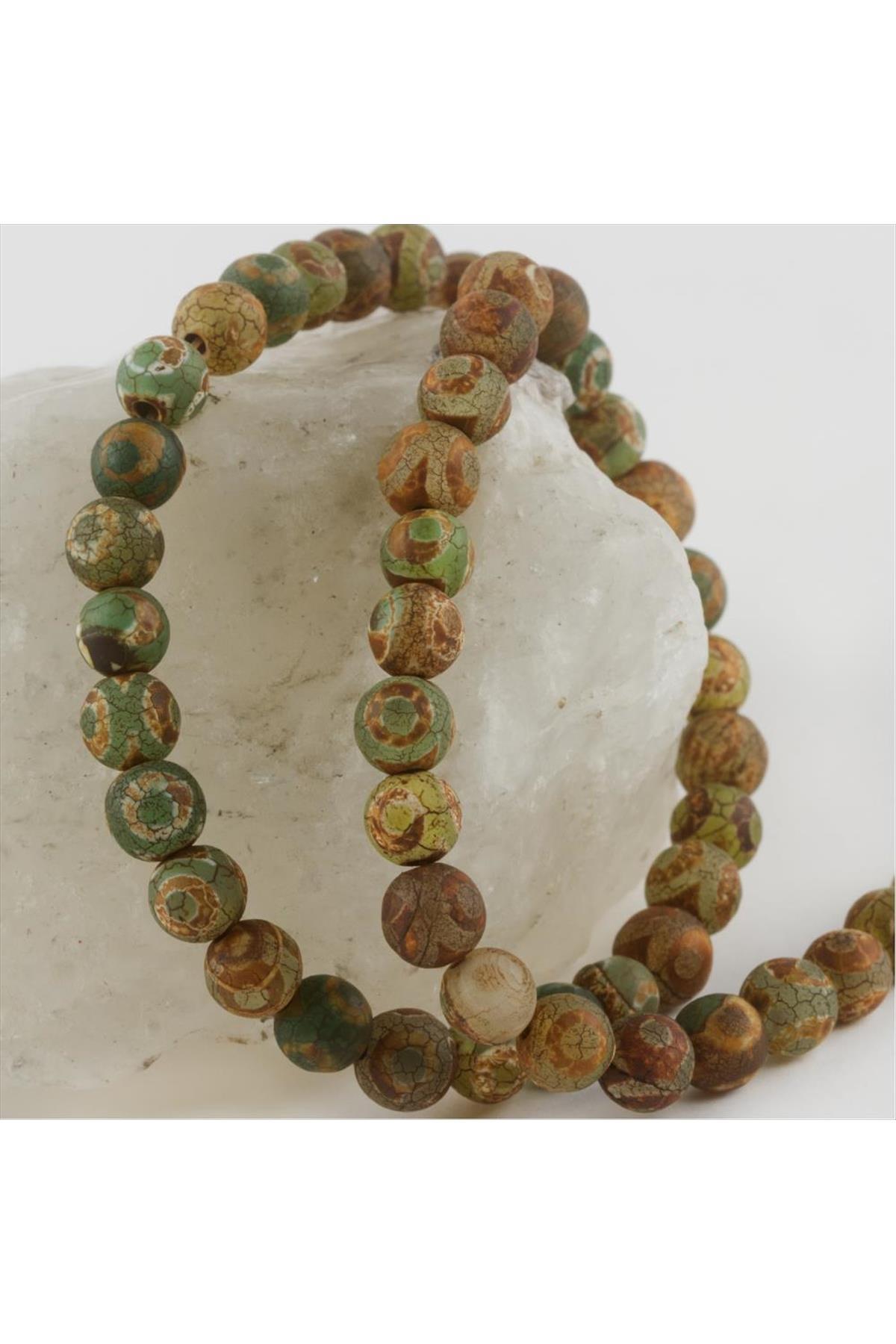 Tibet Akik Taşı Mat 8 mm-Yeşil-1