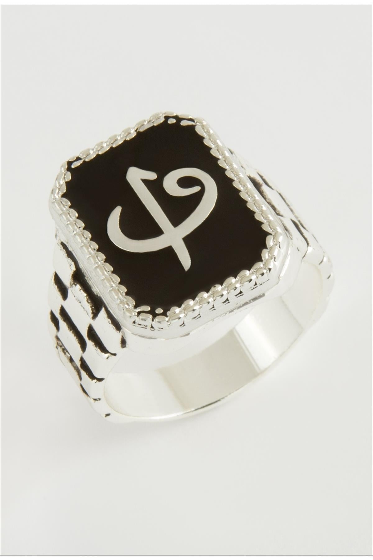 Vav Elif Metal Erkek Yüzük-Gümüş Rengi
