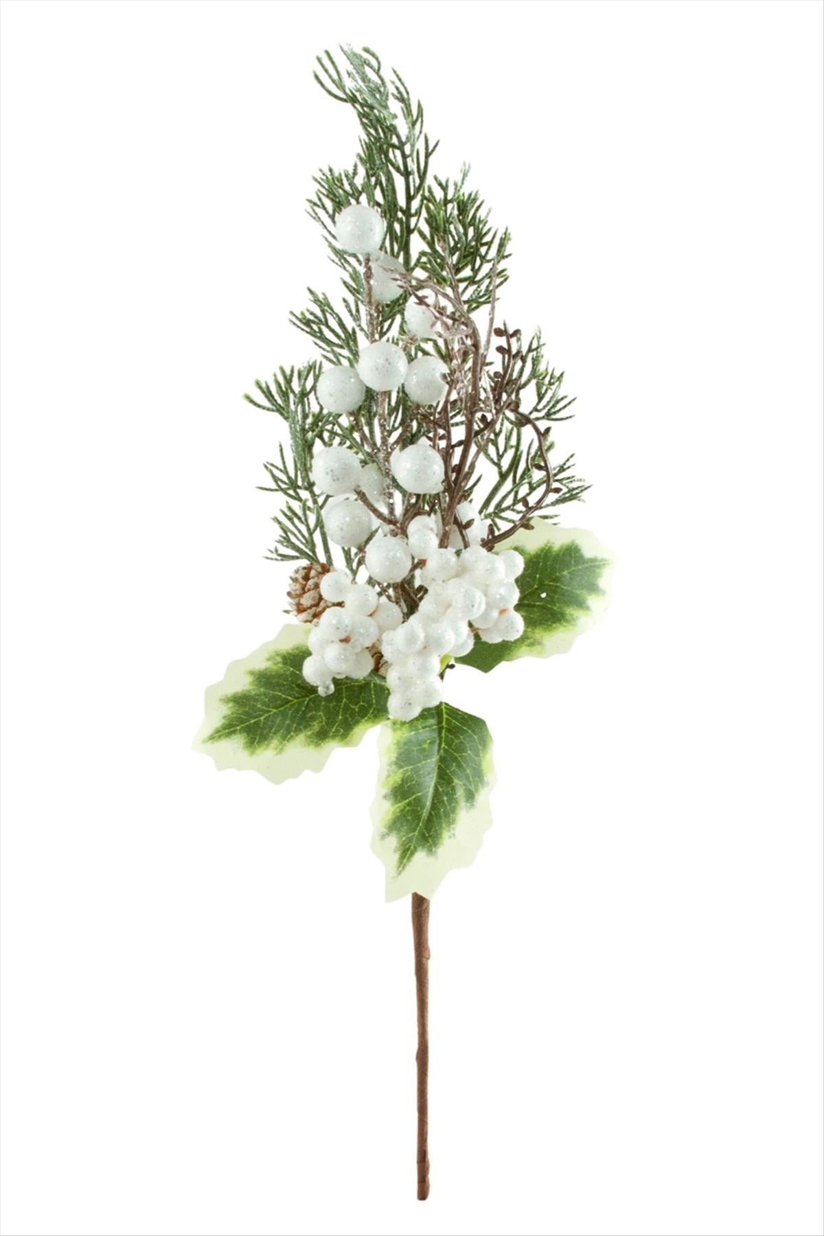 Ağaç Beyaz Kokina Yılbaşı Süsü 34 cm - Yeşil