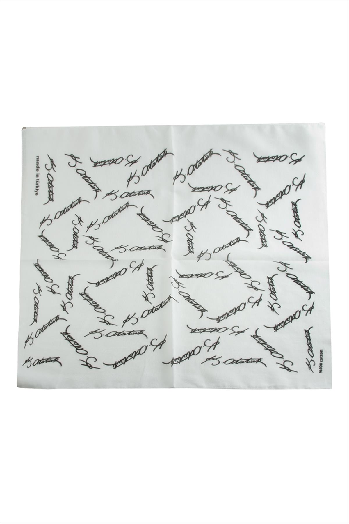 Atatürk İmzalı Desenli Bandana 50*50