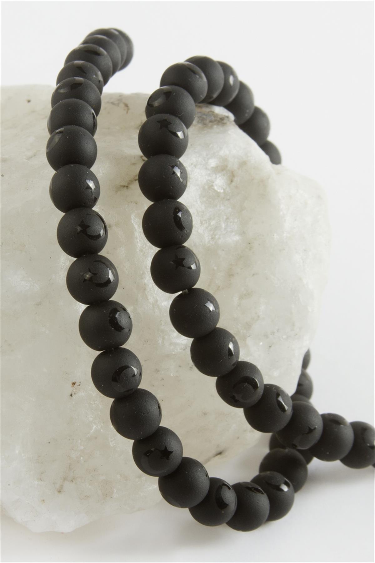 Ay Yıldız Desenli Onix Taşı 8 mm 