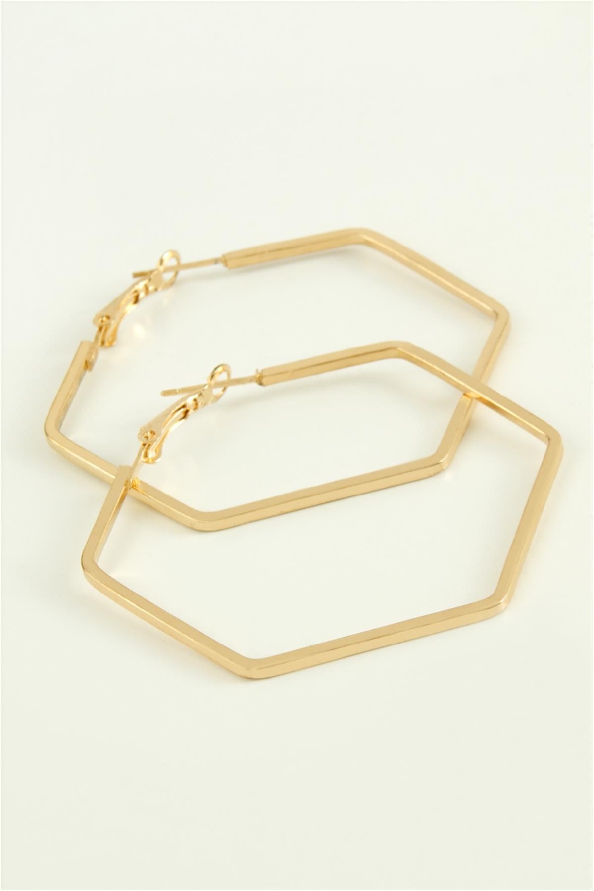 Beşgen Halka Küpe 4 cm