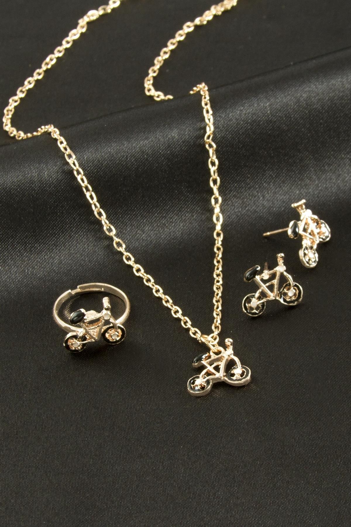 Bisiklet Mineli Set Kolye