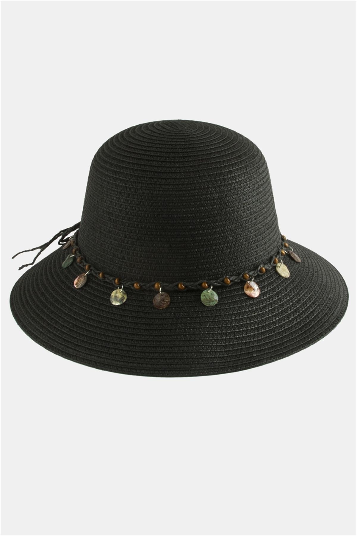 Boncuk Örme Hasır Şapka