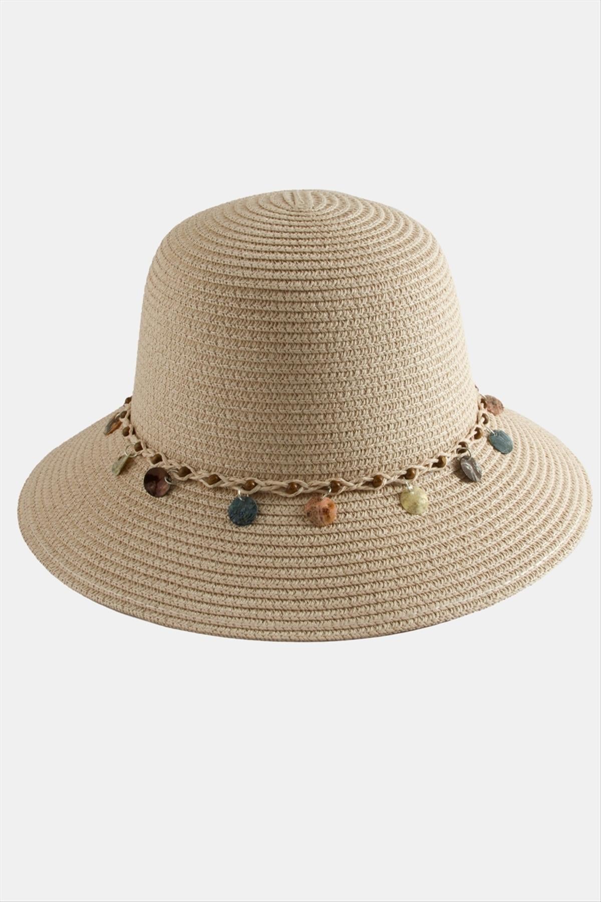 Boncuk Örme Hasır Şapka