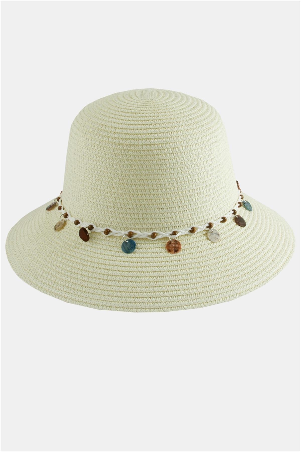 Boncuk Örme Hasır Şapka