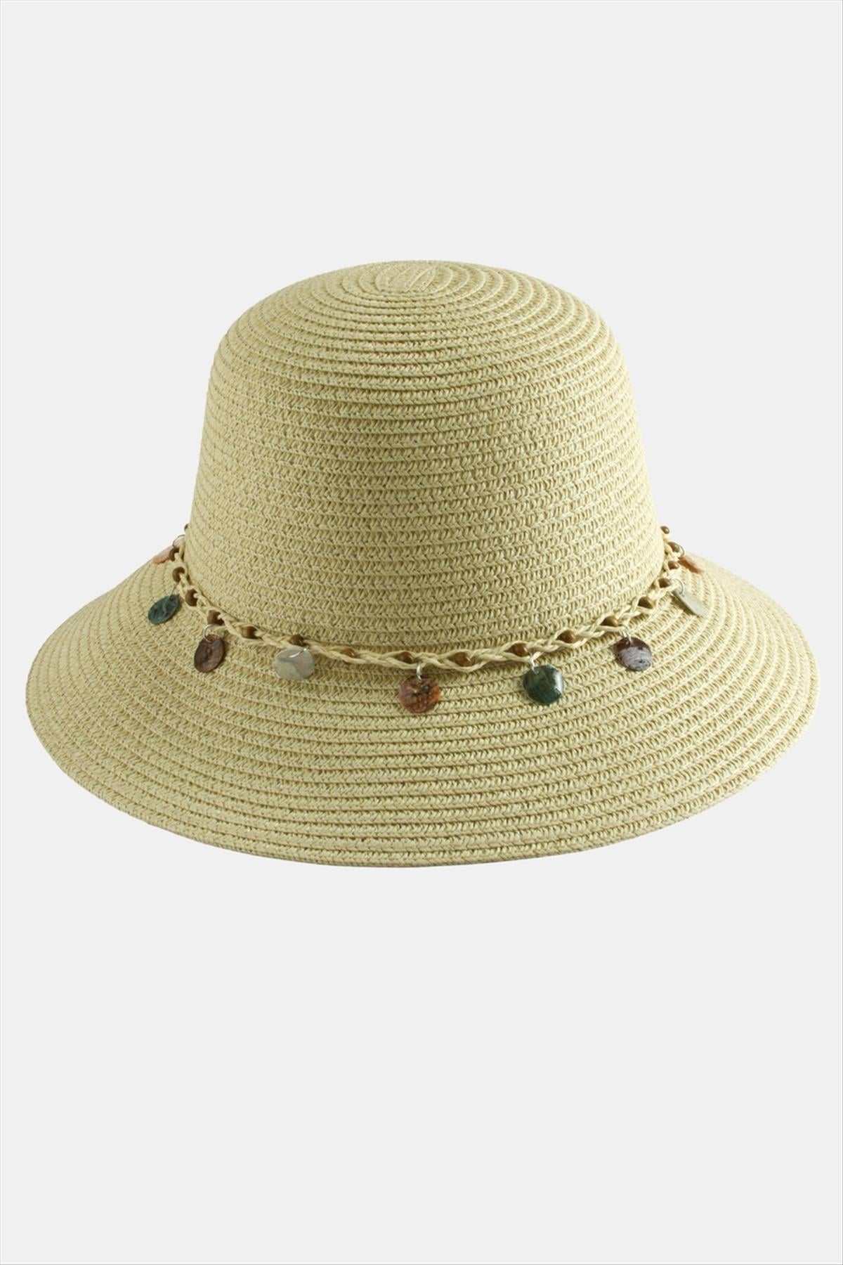 Boncuk Örme Hasır Şapka