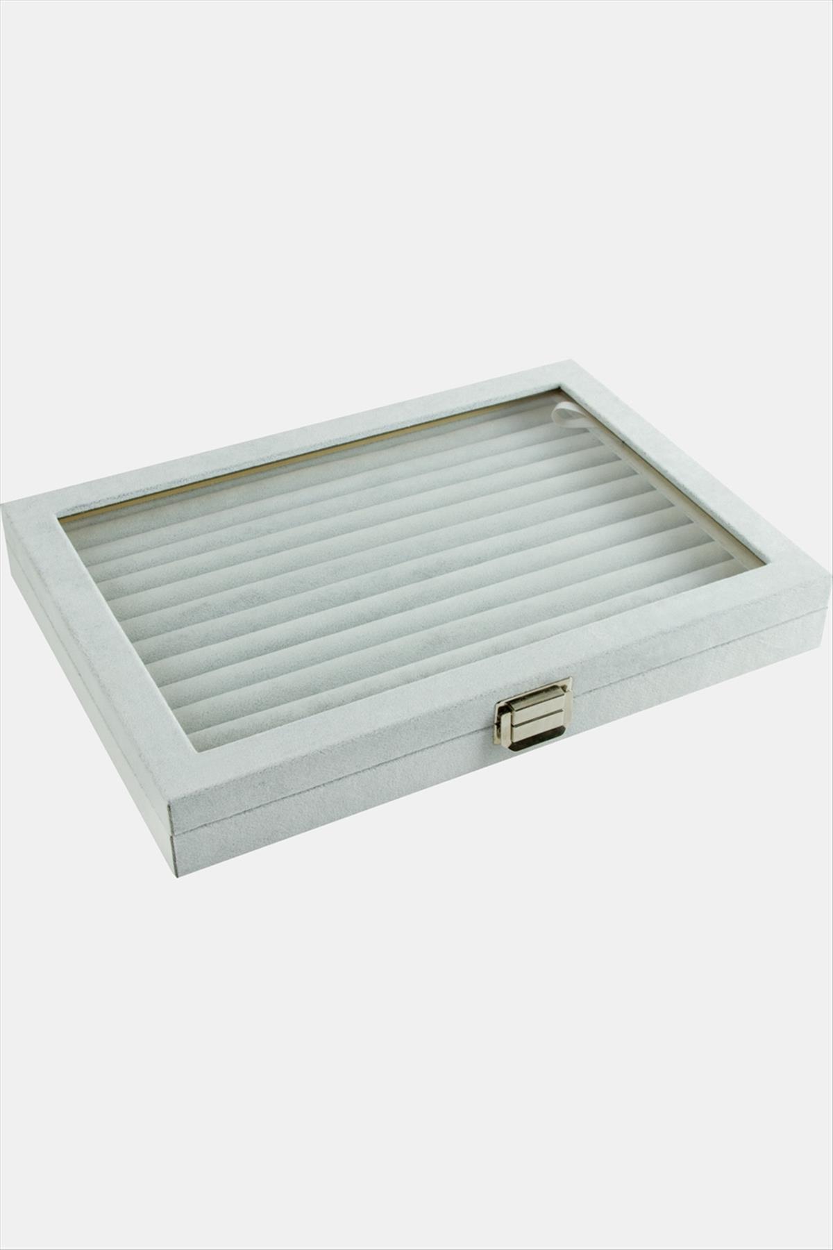 Cam Kapaklı Anfora Kumaş Kelepçe Yüzük Standı 24*34 cm