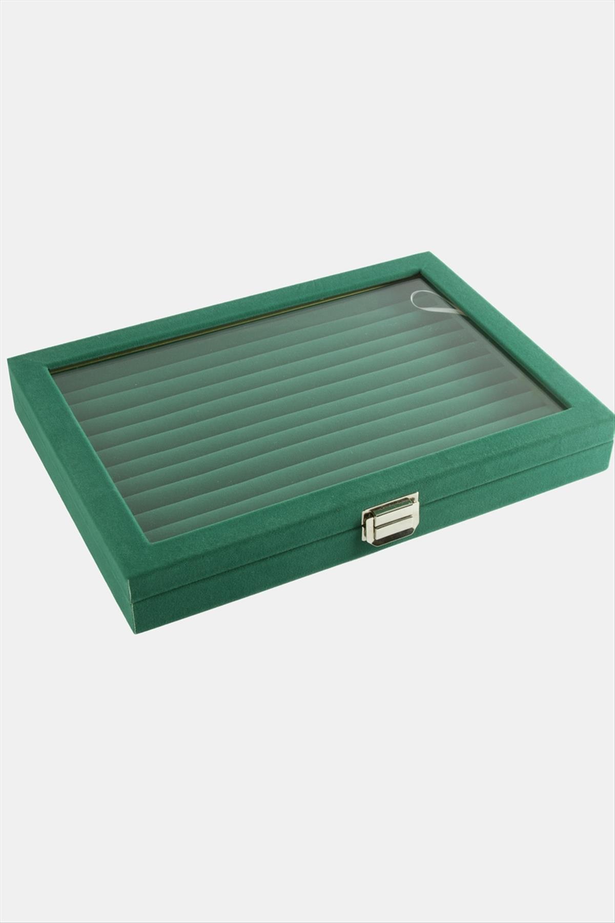 Cam Kapaklı Anfora Kumaş Kelepçe Yüzük Standı 24*34 cm