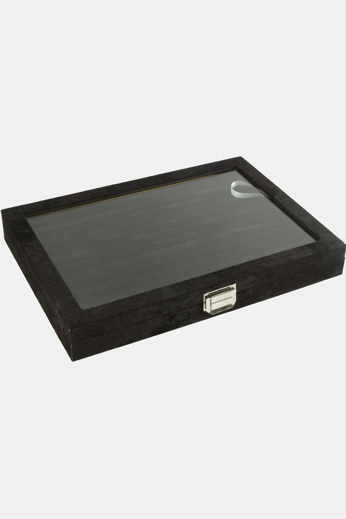 Cam Kapaklı Anfora Kumaş Kelepçe Yüzük Standı 24*34 cm