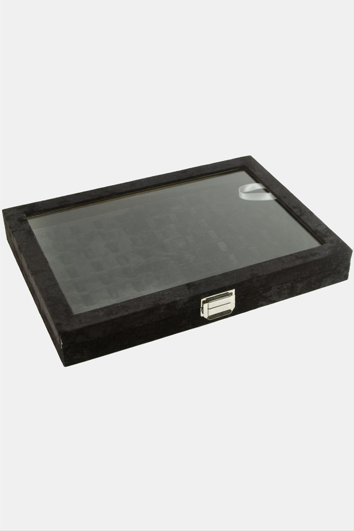 Cam Kapaklı Anfora Kumaş Tırnaklı Yüzük Standı 24*34 cm