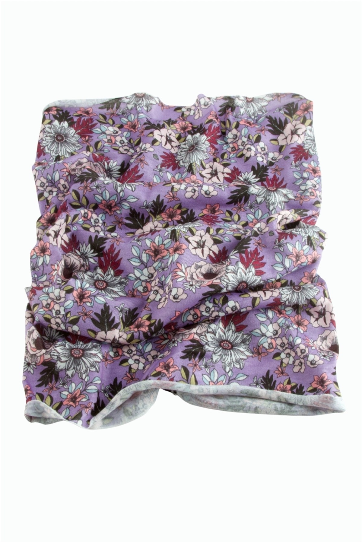 Çiçek Desenli Baff Boyunluk-11939948-Lila