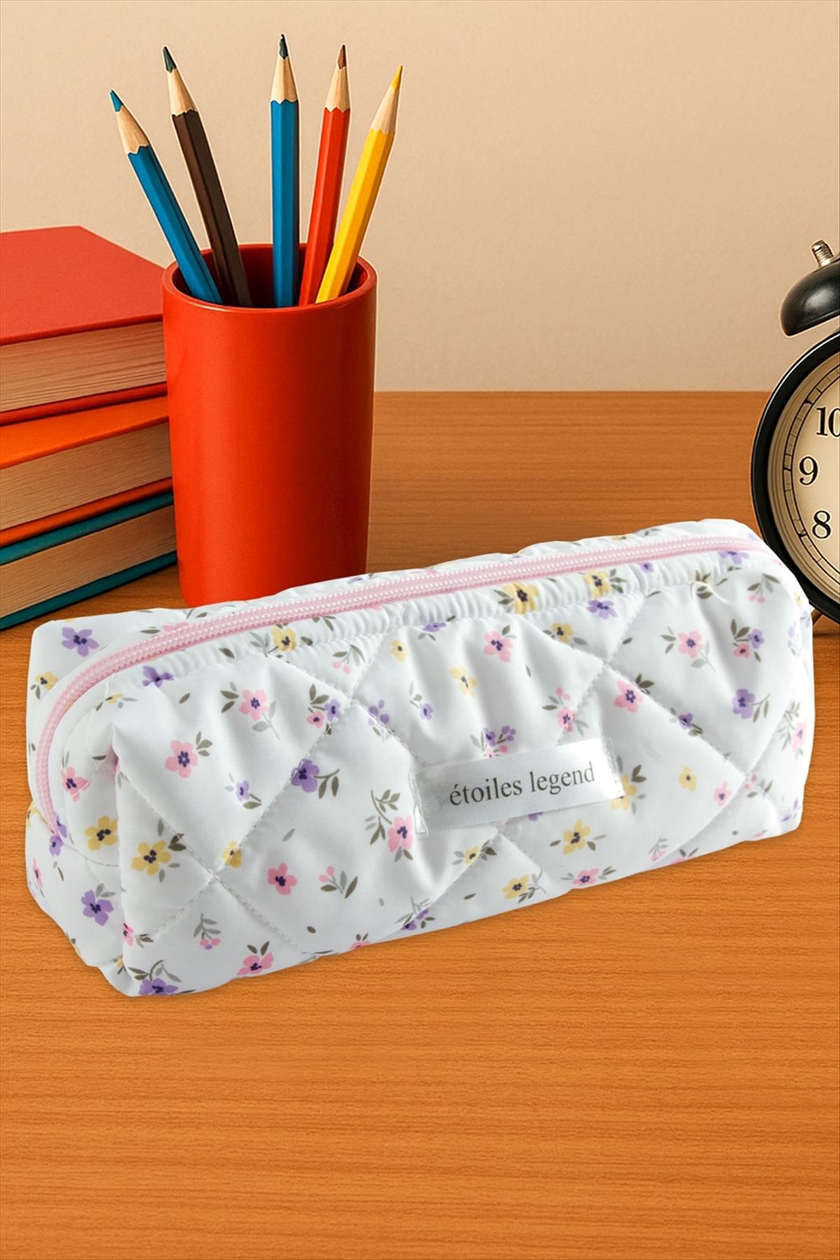 Çiçek Desenli Kalem Kutusu