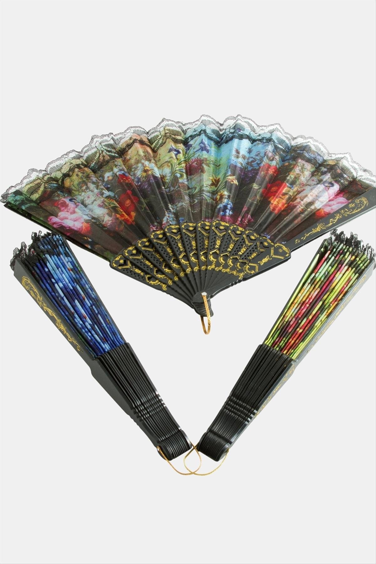 Çiçek Desenli Yelpaze