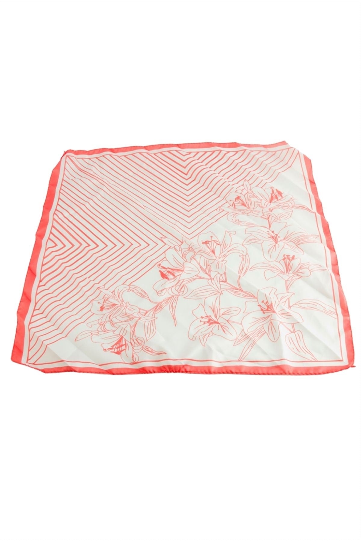 Çiçek Desenli Zr Saten Fular 50*50 cm