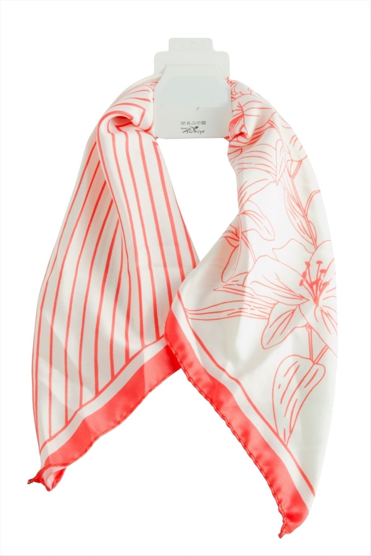 Çiçek Desenli Zr Saten Fular 50*50 cm