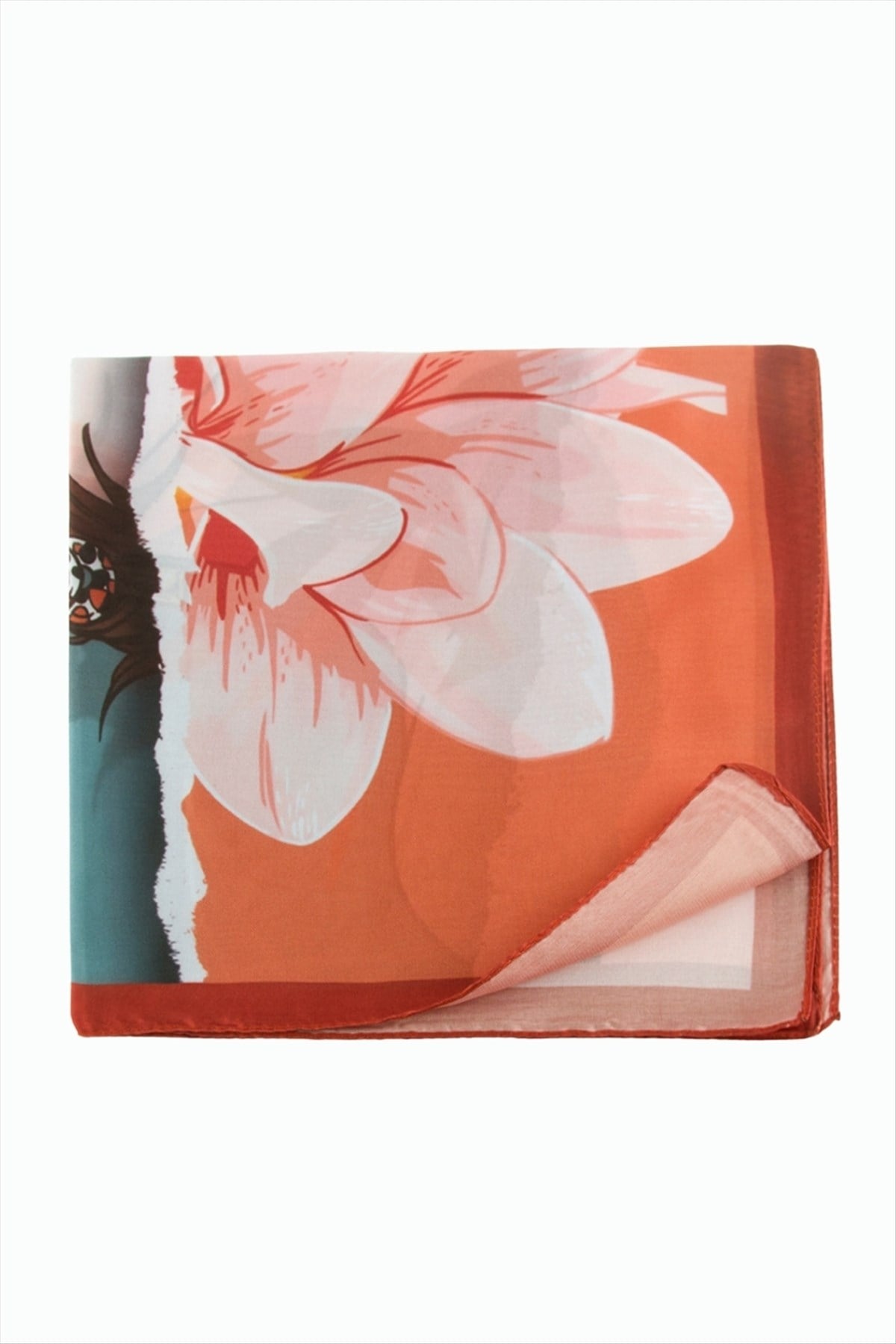 Çiçek Desenli Zr Şifon Fular 50*50 cm