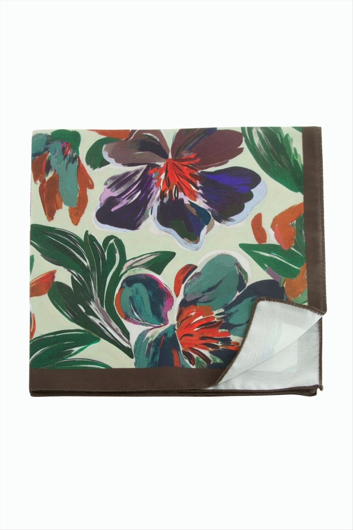 Çiçek Desenli Zr Şifon Fular 50*50 cm