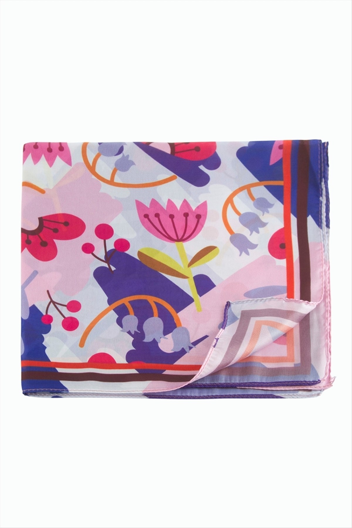 Çiçek Desenli Zr Şifon Fular 50*50 cm