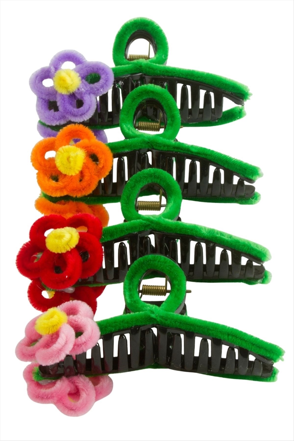 Çiçek Tüylü Mandal Toka 11 cm