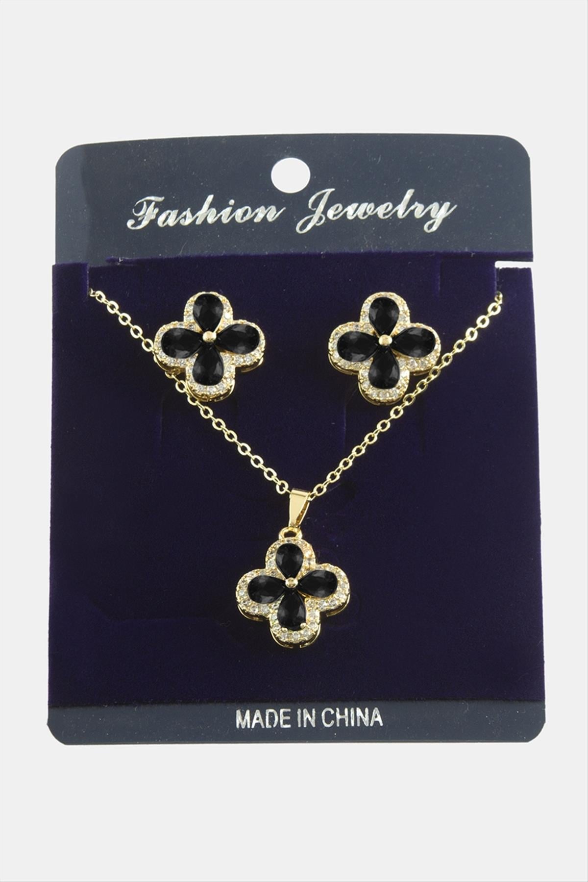 Çiçek Zirkon Taşlı Set Kolye