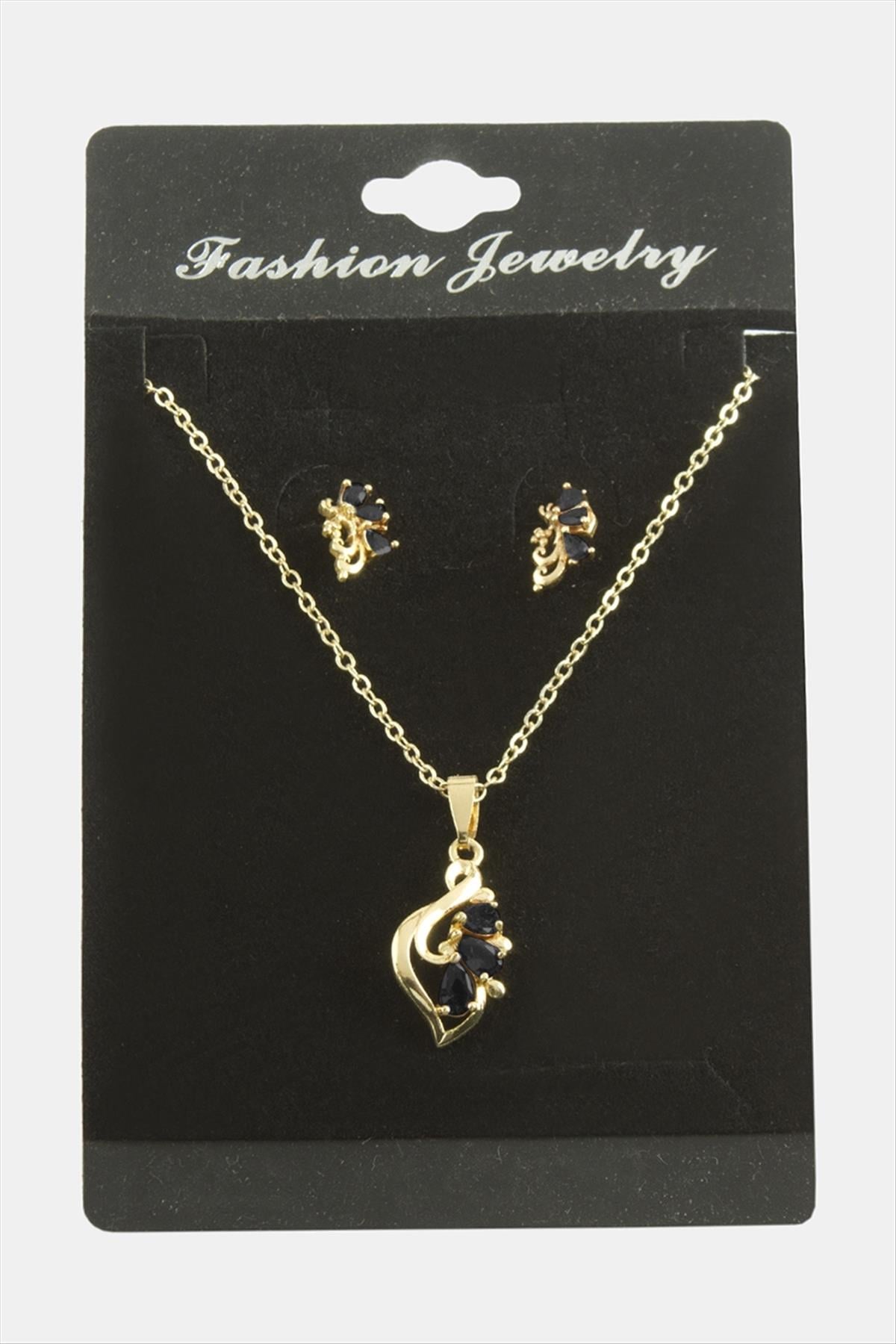 Çiçek Zirkon Taşlı Set Kolye