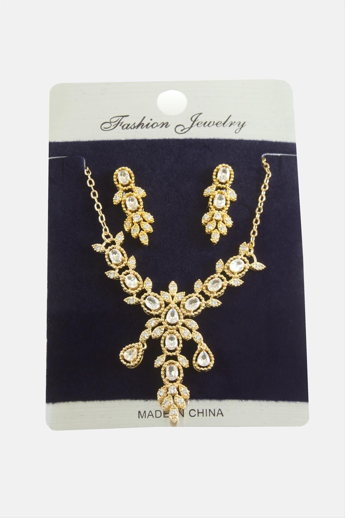 Çiçek Zirkon Taşlı Set Kolye