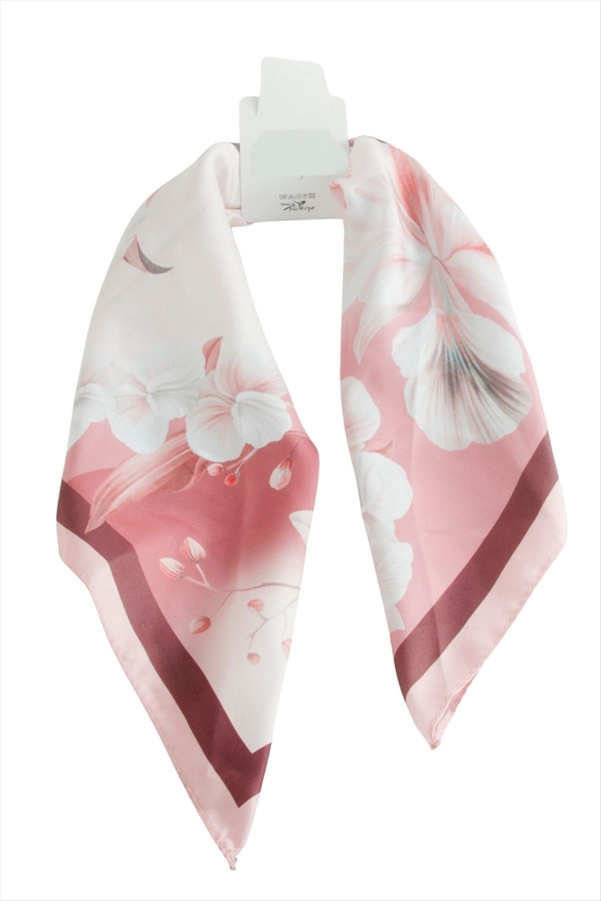 Çiçek Zr Saten Fular 50x50 cm Pembe