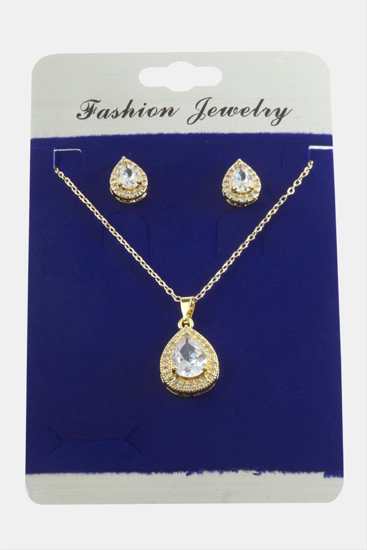 Damla Zirkon Taşlı Set Kolye
