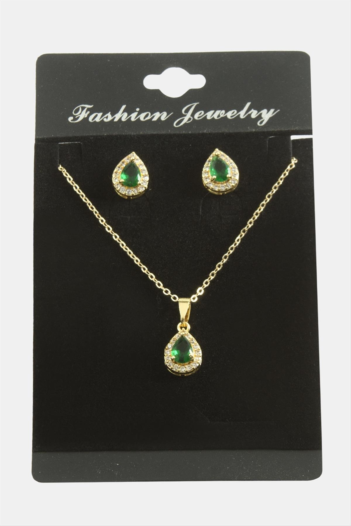 Damla Zirkon Taşlı Set Kolye