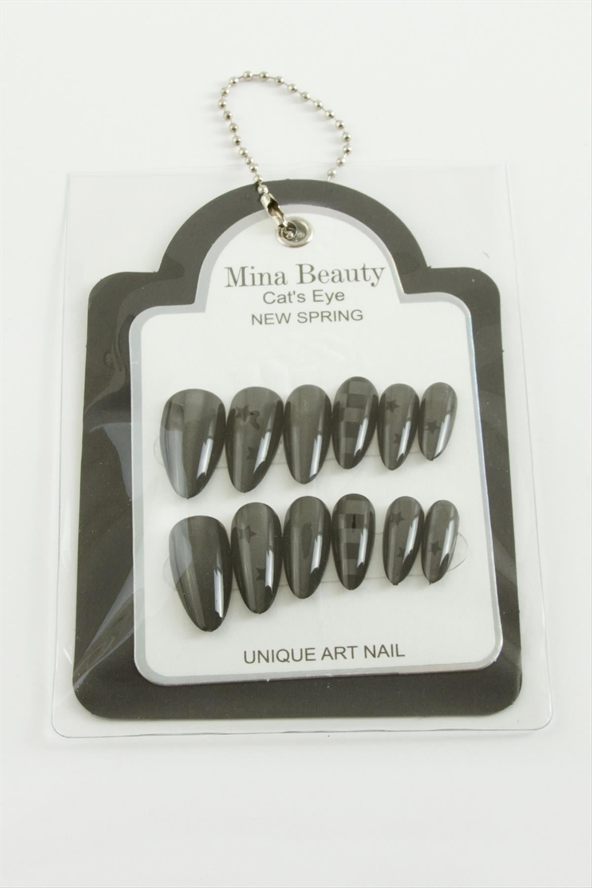 Desenli Mina Beauty Kedi Gözü Takma Tırnak