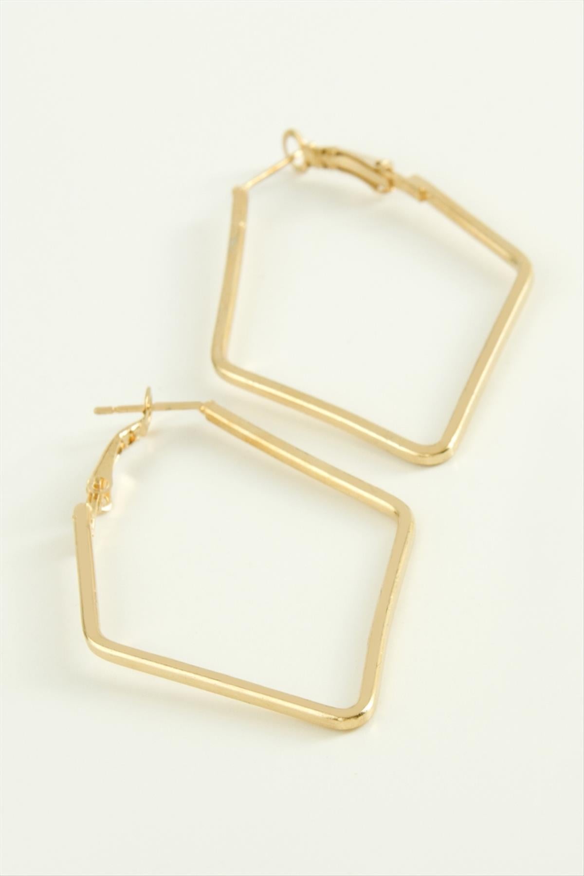 Dörtgen Halka Küpe 6 cm