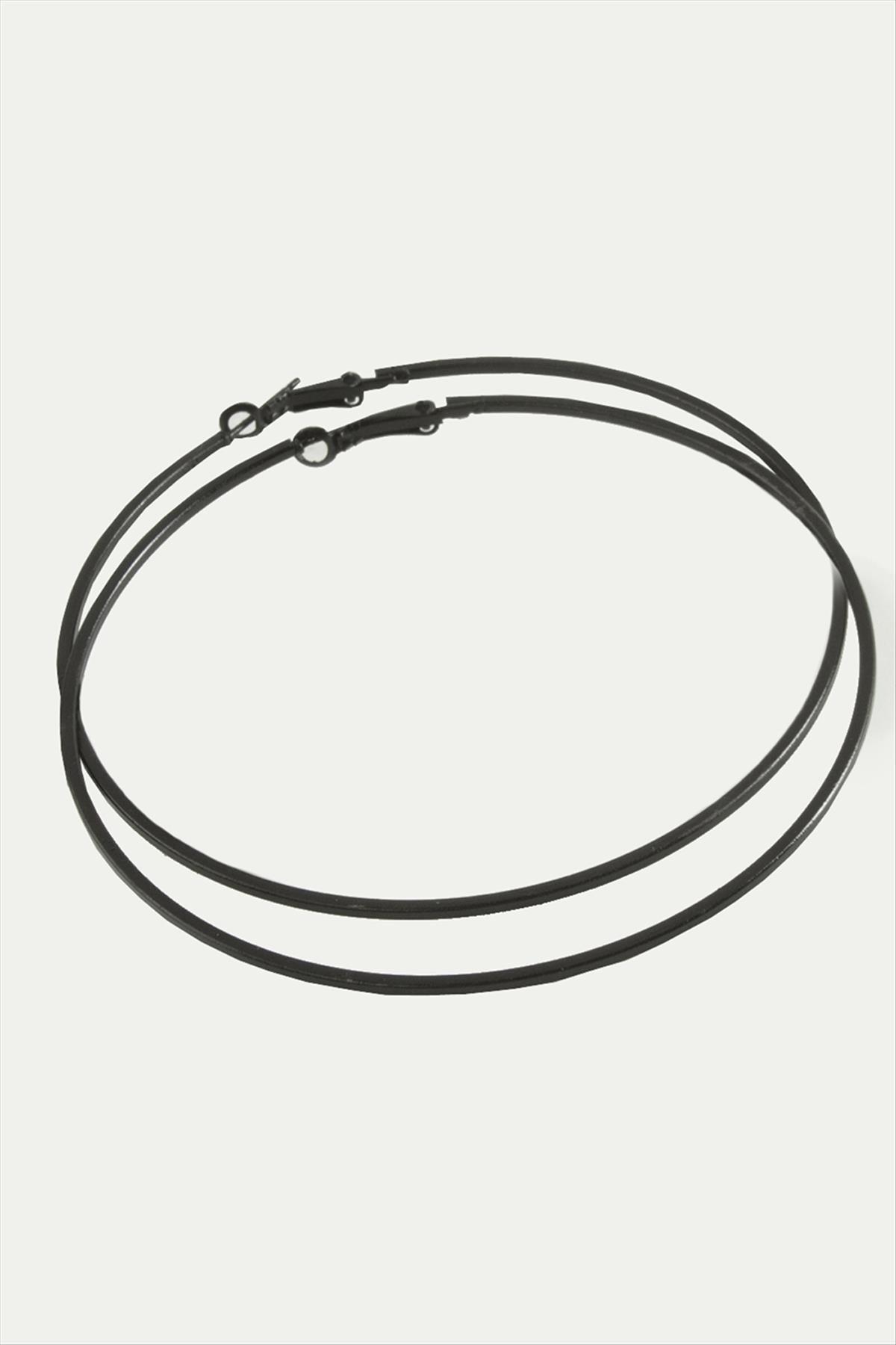 Ezme Çizgili Metal Halka Küpe 8-9-10 cm