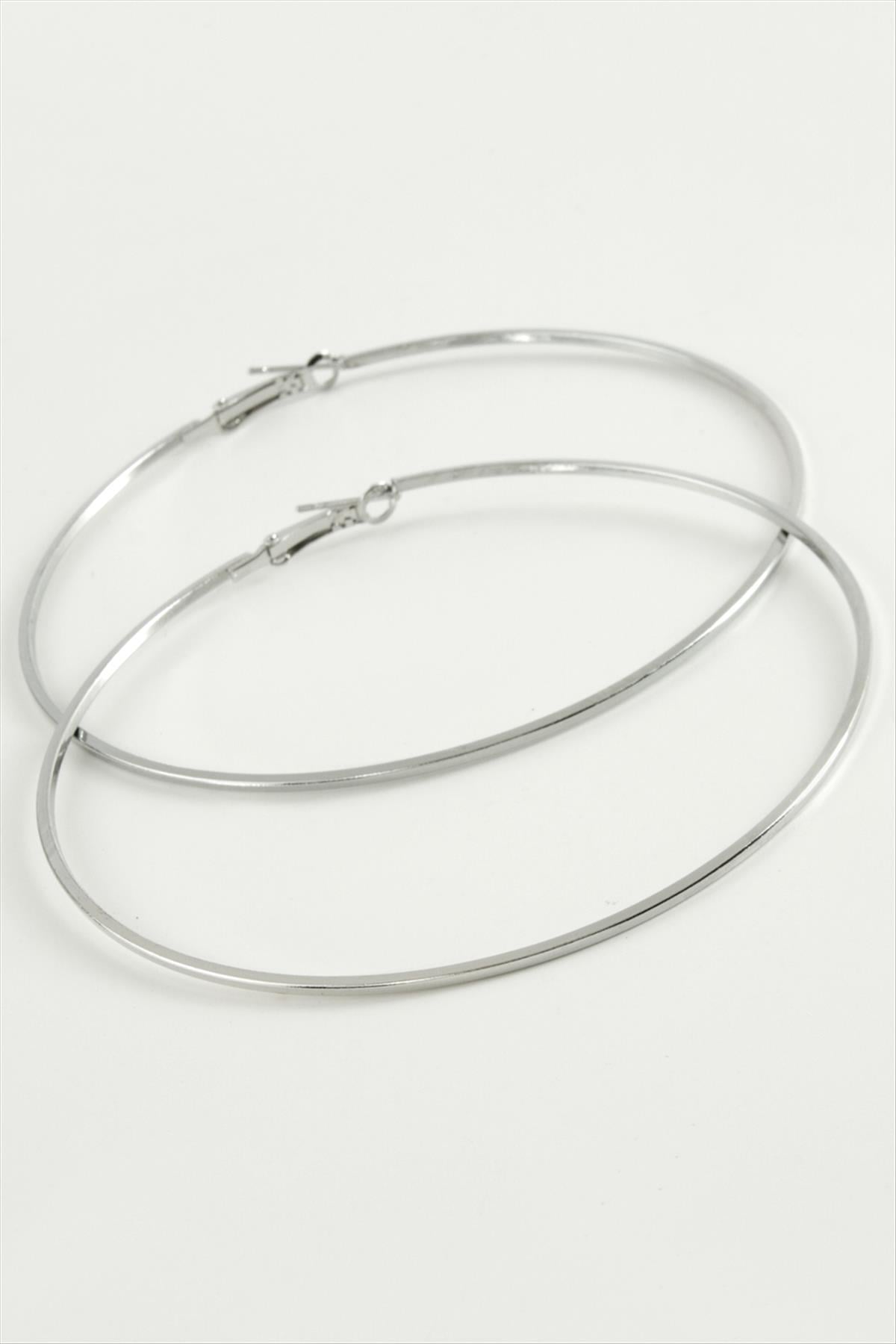 Ezme Çizgili Metal Halka Küpe 8-9-10 cm