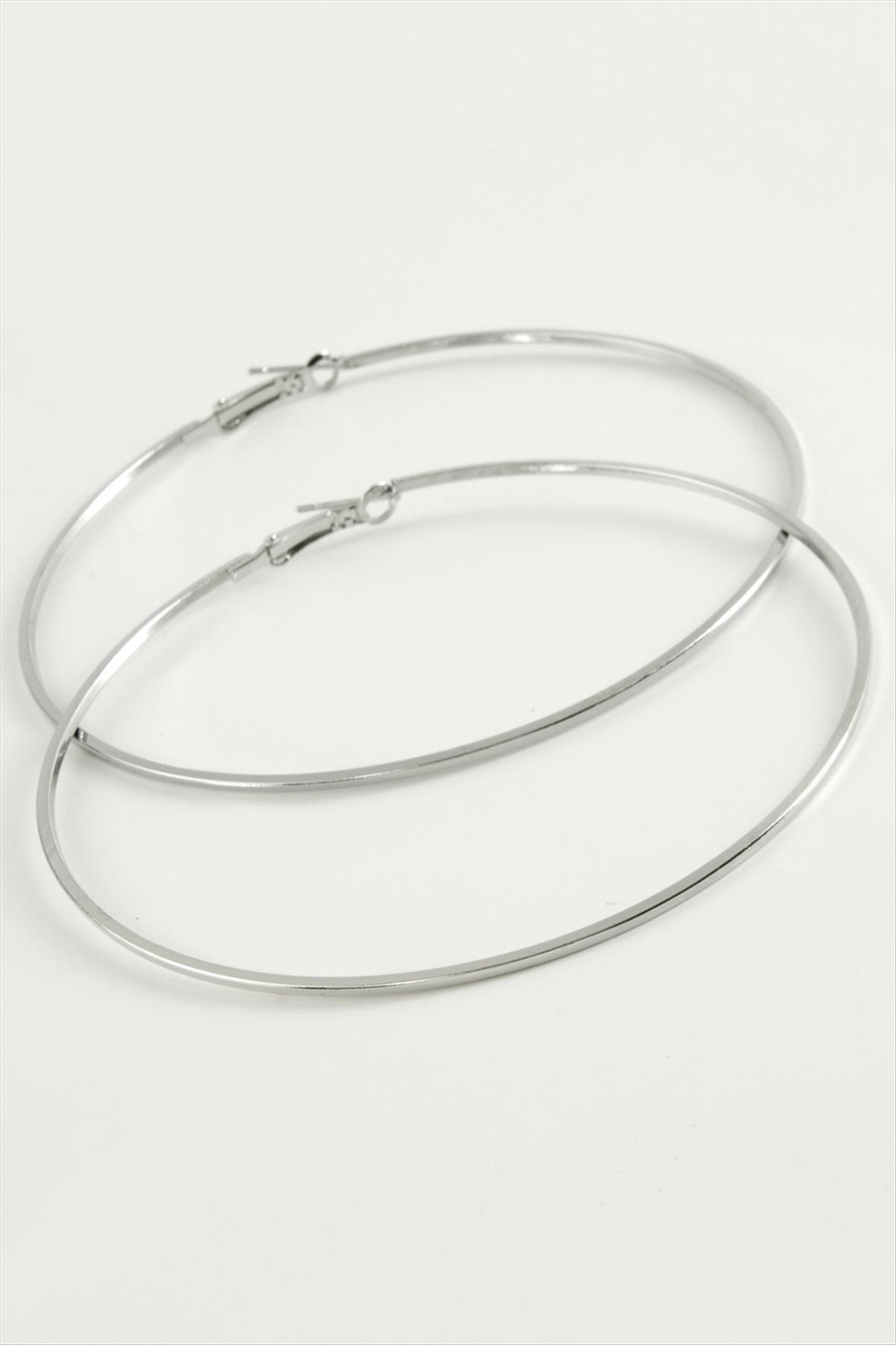 Ezme Çizgili Metal Halka Küpe 8-9-10 cm