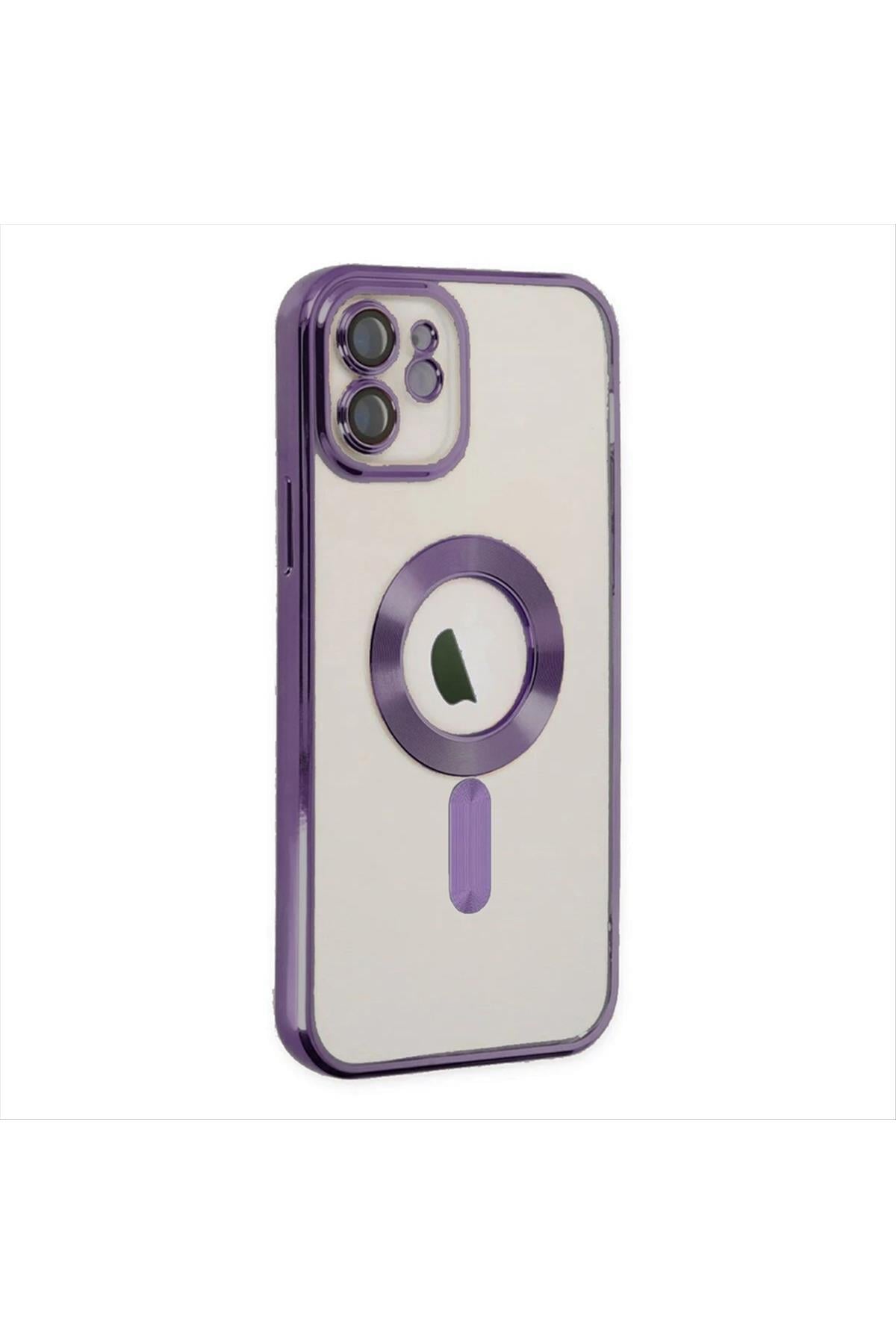 iPhone 12 Lüx Magsaff Lazer Silikon Kılıf (Kamera Korumalı)