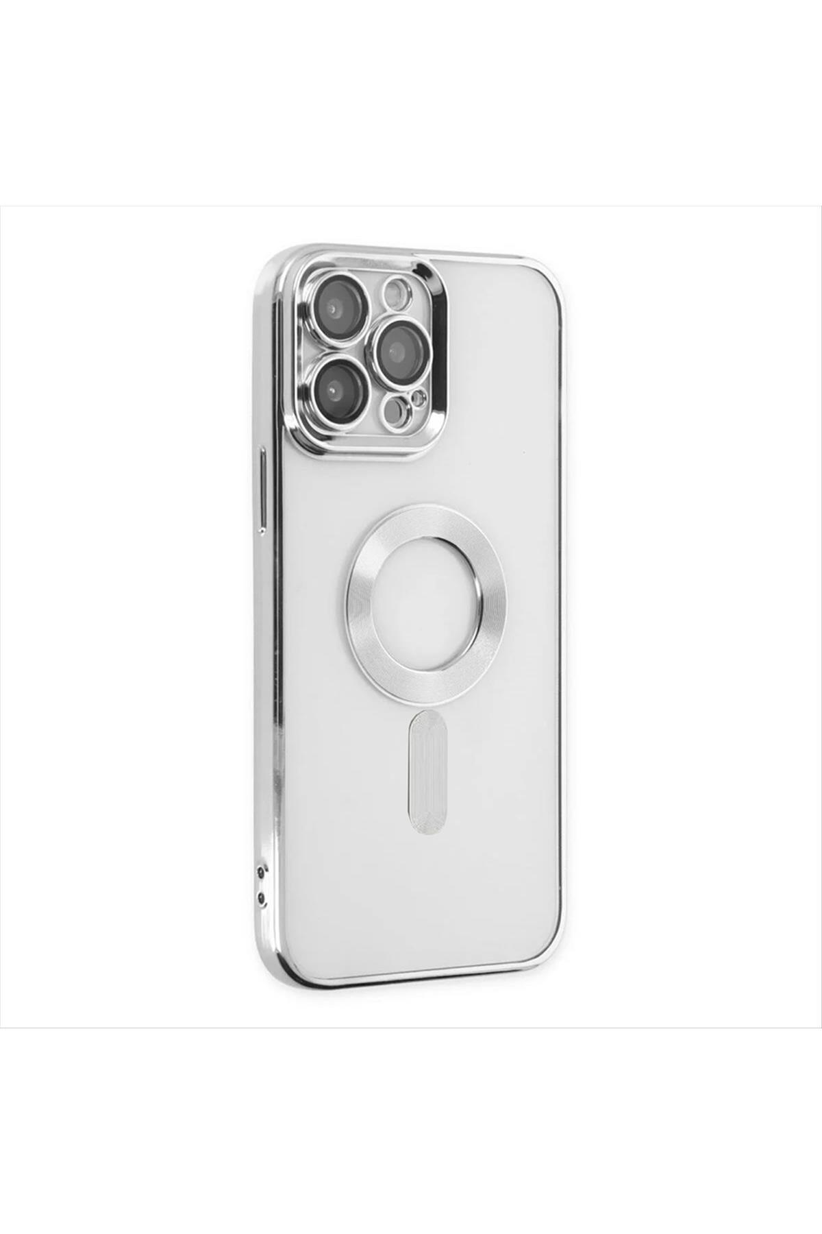 iPhone 12 Pro Max Lüx Magsaff Lazer Silikon Kılıf (Kamera Korumalı)