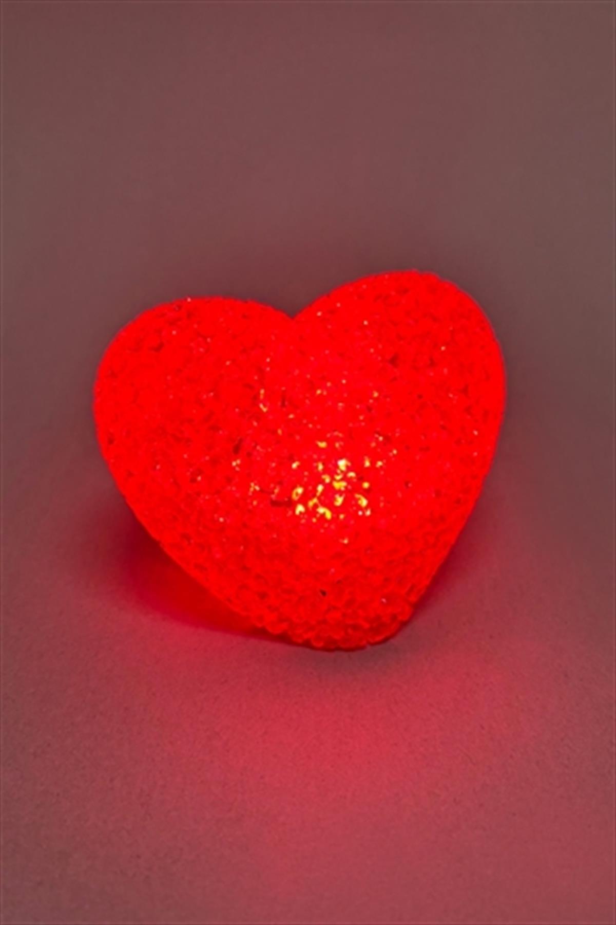 Işıklı Kırmızı Kalp Led Lamba 11 cm