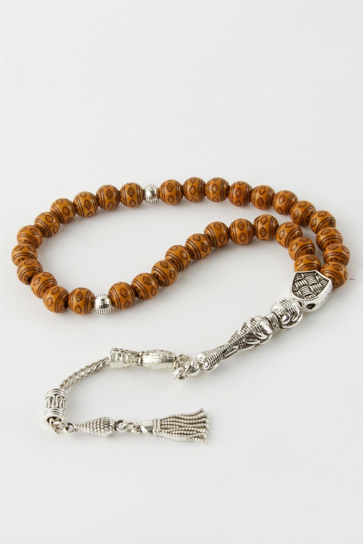 İşlemeli Bambu Ahşap Tesbih 8 mm