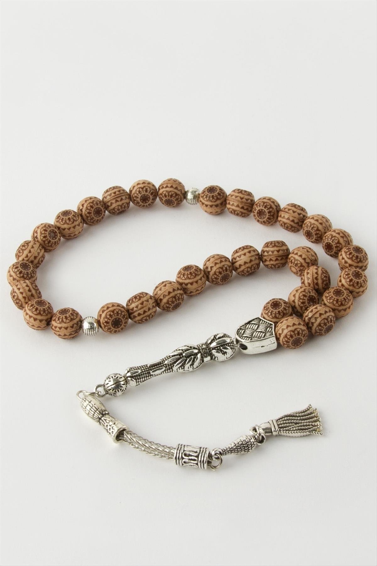 İşlemeli Bambu Ahşap Tesbih 9 mm